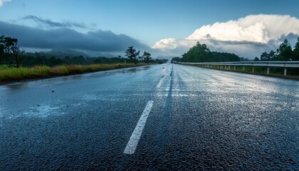 wet asphalt road after rain