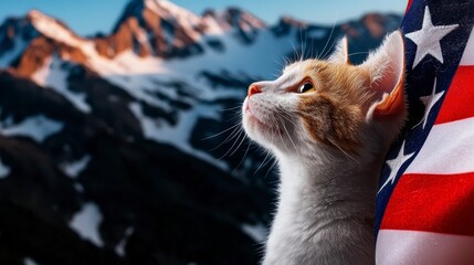 Cat celebrating 4th of July. Generative AI. A feline friend enjoys independence day festivities a digital artwork creation.