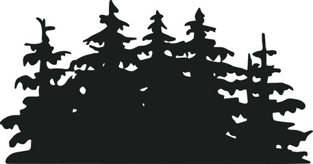 Evergreen Tree Silhouette Forest – Stylized Pine Woodland Vector Illustration