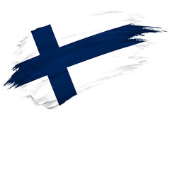 Finland Flag with Brushstroke Effect on Transparent Background

