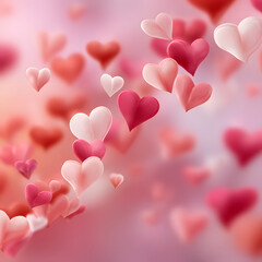 Romantic Valentine's Day Background with Soft Hearts and Space for Love Messages captures the warmth and tenderness of love. Delicate heart shapes float gently across a soft, dreamy backdrop in shades