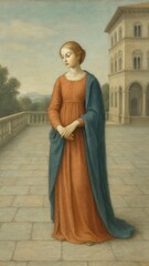 Renaissance woman in elegant attire.