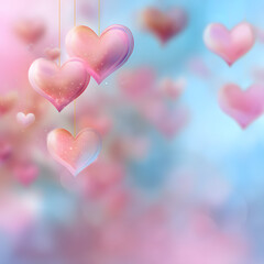 Romantic Valentine's Day Background with Soft Hearts and Space for Love Messages captures the warmth and tenderness of love. Delicate heart shapes float gently across a soft, dreamy backdrop in shades