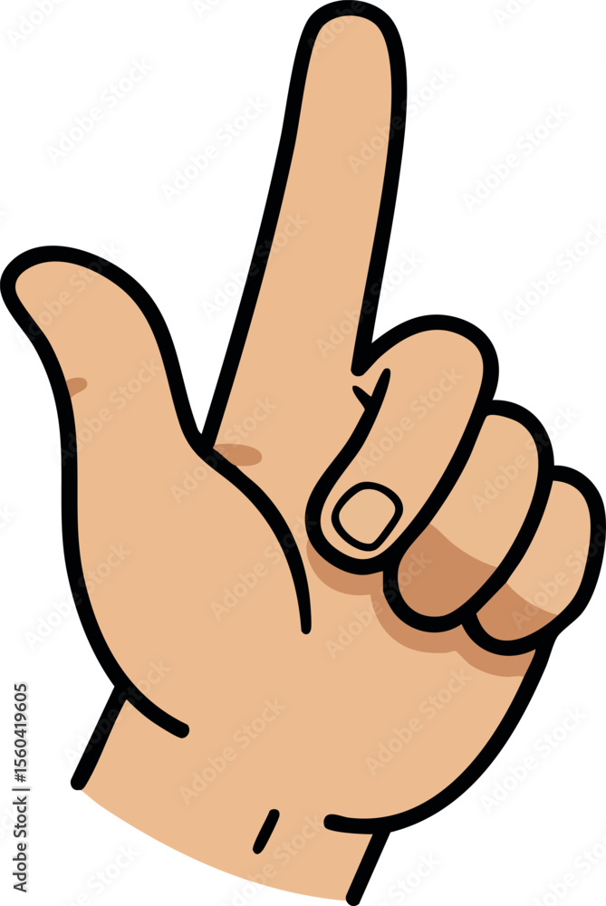 Poster hand gesture pointing up with index finger vector illustration simple style