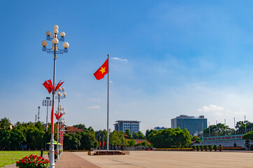 Ba Dinh square with vietnamese flag at Ha Noi, Vietnam