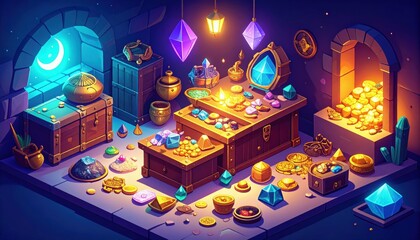 Enigmatic Treasure in a Moonlit Basement of a Lost Civilization