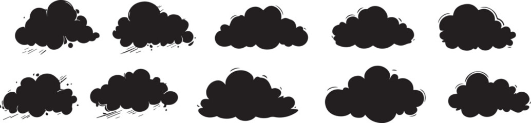 Ten Unique Cloud Silhouettes Vector Graphics for Design Projects