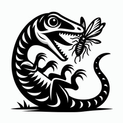 Compsognathus Eating an Insect in the Underbrush