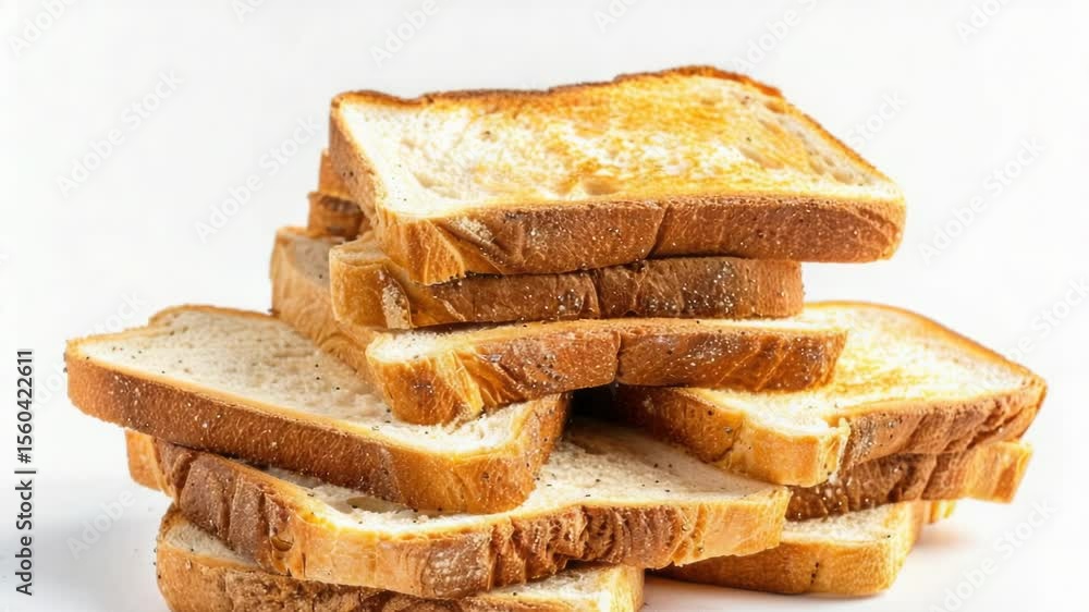 Poster a stack of toasted bread sitting on top of each other