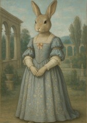 Obraz premium Victorian rabbit in elegant attire.