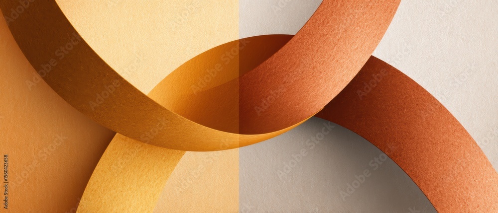 Poster abstract artwork featuring intertwined curved shapes in warm earth tones, creating a smooth, texture
