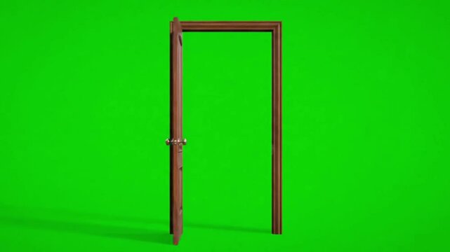 Open Wooden Doorway on Green Screen  Perfect for Visual Effects and Compositing