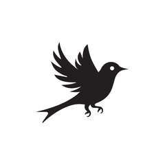 Bird vector silhouette, black color isolated on white background. Vector illustration
