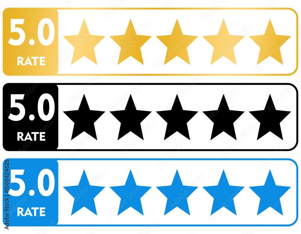 Poster rate 5 star element design on any color vector design