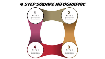 4 Step SQUARE infographic. Fully editable vector SVG file compatible with PowerPoint, Illustrator, and most vector-based applications.