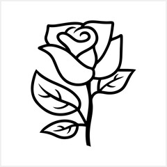 Doodle rose icon isolated Hand drawing line art Flower sketch Vector stock illustration