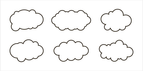 Cloud set icon isolated. Weather symbol clipart. Outline Vector stock illustration