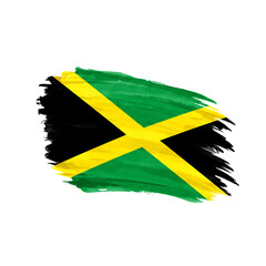 Jamaica Flag Brush Stroke Style on Transparent Background

