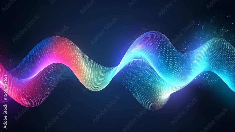 Poster abstract colorful wave with glowing particles for futuristic presentation background
