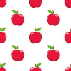 Cartoon red apple seamless pattern