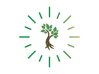 tree of life emblem symbolizing growth connection and eternal vitality within a circular shine