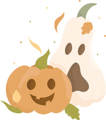 Halloween jack o lantern. Cute holiday character. Flat style vector illustration