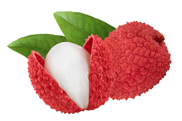 lychee fruit isolated on white background with full depth of field