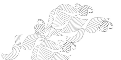 Minimalist abstract background with black outline leaves located on the sides of the template Abstract Vector line gold ornament fancy nature elegant vintage background. Hand drawn wavy branches.	
