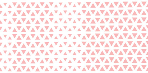  Minimalistic grid pattern. Great for eco branding, header, packaging, web design, business card, Pink, white halftone triangles pattern. Abstract geometric gradient background. Vector illustration.