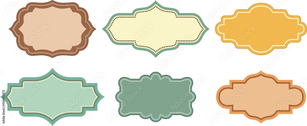 Poster decorative vector frame elements in pastel colors for design or presentation projects
