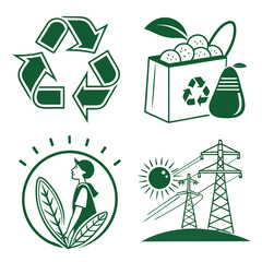 ecology icons set