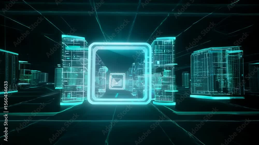 Aufkleber virtual data center corridor with cloud servers providing compute power