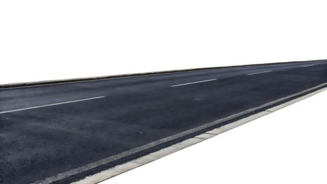  straight asphalt road isolated on white background PNG, AI GENERATED