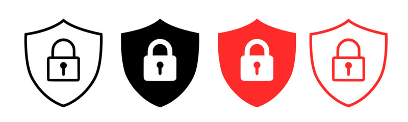 Security icon set, security icon with shield and lock sign

