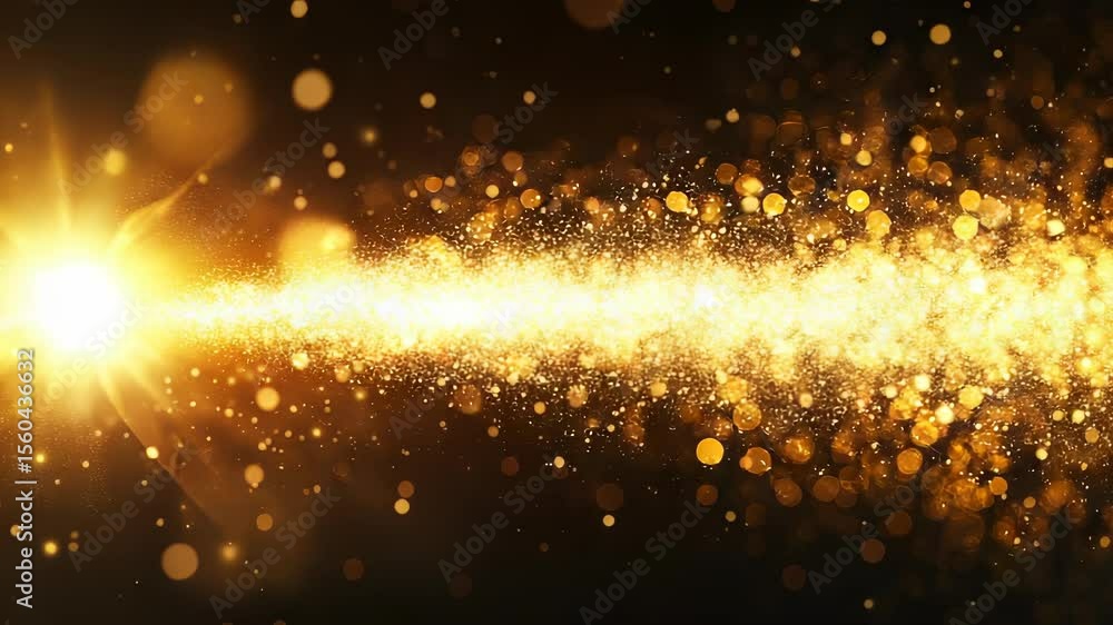 Poster captivating golden light trail shimmering with bokeh effect on a dark background