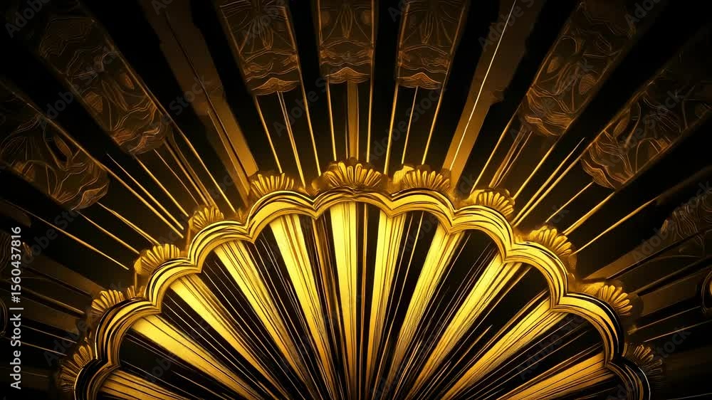 Poster elegant gold art deco design element with radiating lines and intricate ornamentation