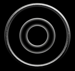 3d render of art, black and white monochrome, surreal with abstract liquid substance in explosion process based on small dust balls spheres particles with plastic material on black background