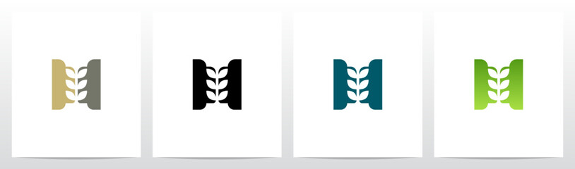 Sprout Plant In The Middle Of Letter Initial Logo Design H