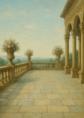 Fototapeta premium Elegant terrace with scenic view.