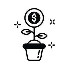 Well crafted glyph icon of investment growth concept
