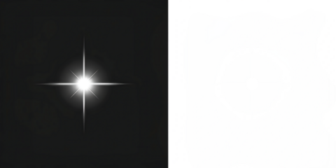 Bright starburst on dark background isolated on a transparent background