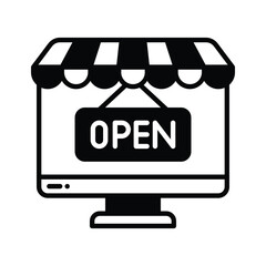 Grab this glyph icon of online shop store