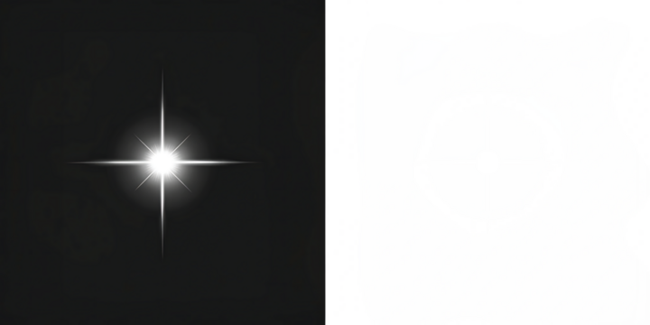 Bright starburst on dark background isolated on a transparent background