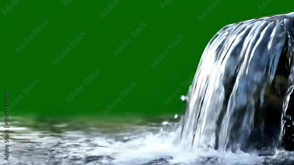 Poster seamless waterfall loop with green screen backgrounds and alpha channel options