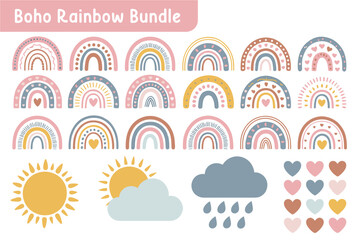 Obraz premium Pastel Boho Rainbow Collection for Nursery and Kids Decor 