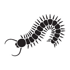 Centipede. Vector black silhouette. with white background