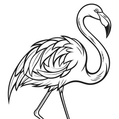 Continuous line drawing of flamingo