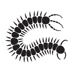 Centipede. Vector black silhouette. with white background