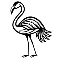 Continuous line drawing of flamingo