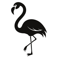 A striking, stylized silhouette of a flamingo against a plain white background.